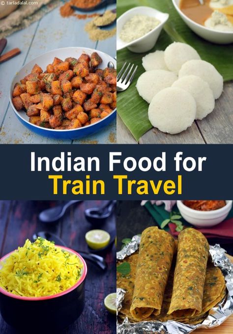 Indian Food for Train Travel | TarlaDalal.com | #262 Food Recipes In Hindi, Puri Recipes, Road Trip Food, Meal Train Recipes, Vegetarian Lasagna, Indian Breakfast, Picnic Food, Indian Snacks, Train Journey