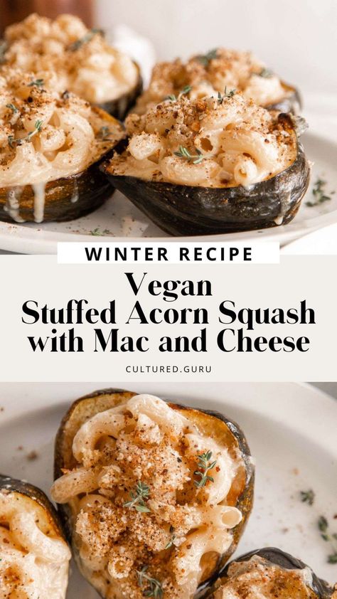 Vegan Acorn Squash Recipes, Vegan Stuffed Squash, Vegan Stuffed Acorn Squash, Vegan Entree Recipes, Veggie Dinners, Healthy Winter Meals, Stuffed Acorn Squash, Acorn Squash Recipes, Vegan Christmas Recipes