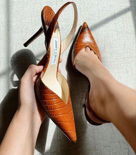 orange jimmy choo heels Vintage Jimmy Choo Heels, Jimmy Choo Heels Outfit, Sandal Heels Outfit, Brown Dress Shoes Women, Jimmy Choo Boots, Jimmy Choo Pumps, Shoes Heels Classy, Jimmy Choo Heels, Outfit Chic