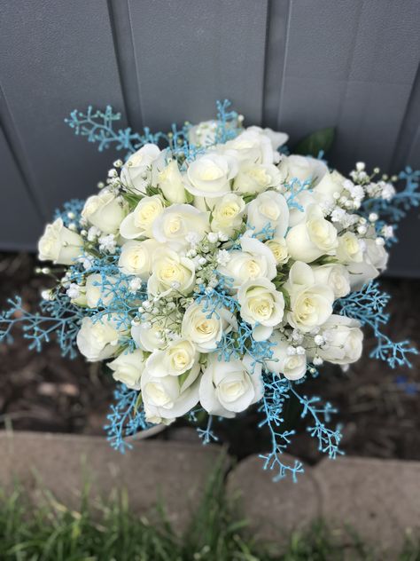 Teal Wedding Bouquet, Teal Wedding, Floral Wreath, White, Floral, Home Decor