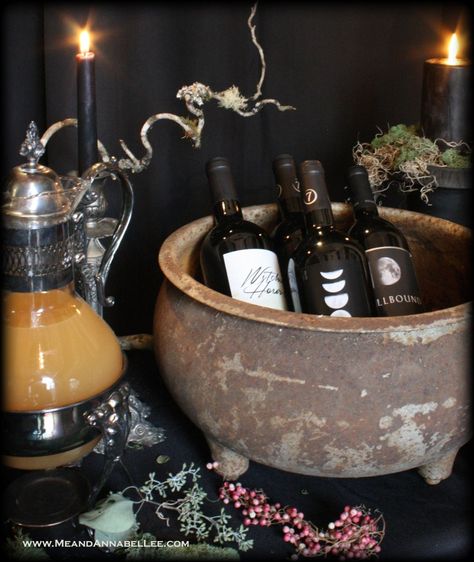 Witches' Dinner Party | Halloween Table | Samhain Celebration | Me and Annabel Lee Sabbat Decorations, Gothic Dinner, Samhain Celebration, Witchy Party, Cider Punch, Witch Recipes, Apple Cider Punch, Autumn Dinner, Annabel Lee