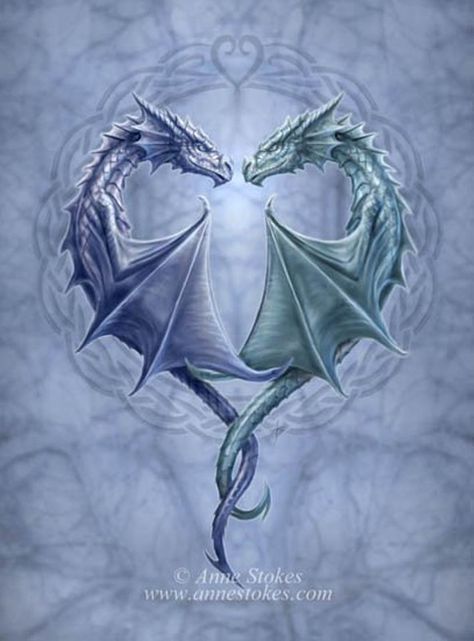 Couple tattoo Left Arm, Right Arm interlocking Dragons Anne Stokes Dragon, Anne Stokes Art, Dragon Pics, Dragons And Fairies, Fairies And Dragons, Dragon Heads, Fantasy Dragons, Anne Stokes, Dragon Heart