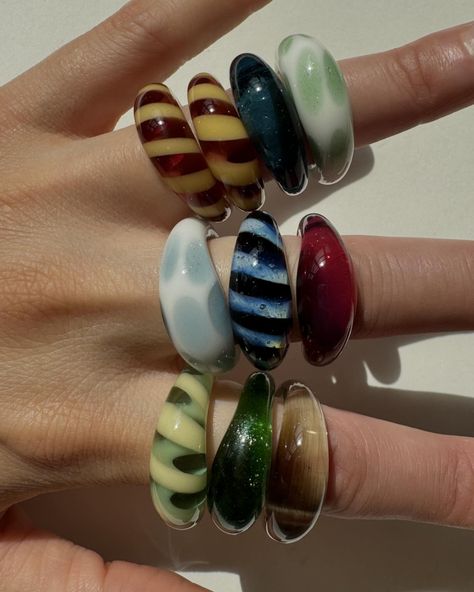 Getting into the fall spirit - new colors for glass ring, spiral ring & polka dot ring How To Make Ceramic, Dot Ring, Spiral Ring, Glass Ring, Ceramic Rings, Jewellery Brand, Glass Rings, Shiny Things, The Fall