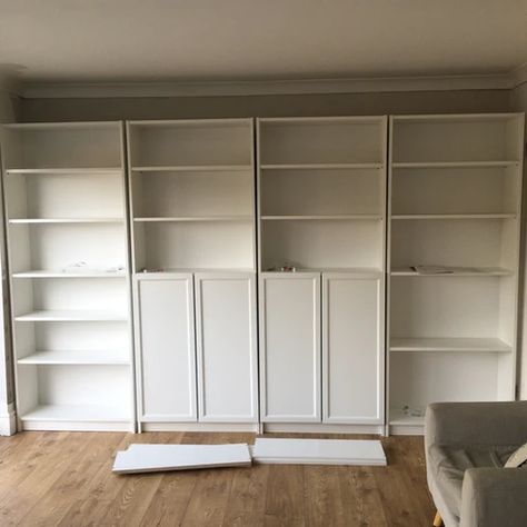 5 Tips for a successful IKEA hack Ikea Bookshelf Hack, Billy Hack, Ikea Billy Hack, Billy Oxberg, Bookcase Hack, Billy Ikea, Ikea Units, Ikea Built In, Billy Bookcase Hack