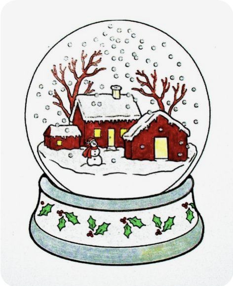 Christmas Drawing Ideas Pencil, Snowglobe Card, Drawing Ideas Pencil, Christmas Drawing Ideas, Christmas Drawing, Winter Scene, Snow Globe, The Snow, Drawing Ideas