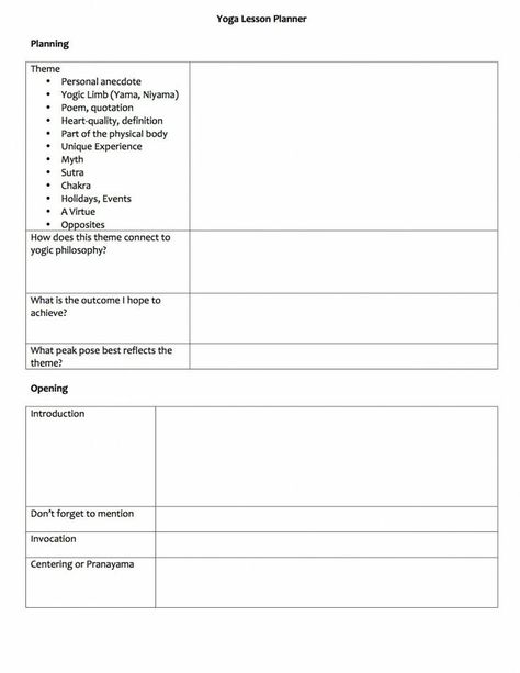 Yoga Class Sequence, Yoga Class Themes, Yoga Class Plan, Blank Lesson Plan Template, Pe Lesson Plans, Class Planner, Simple Business Plan Template, Yoga Teacher Resources, Yoga Lesson Plans