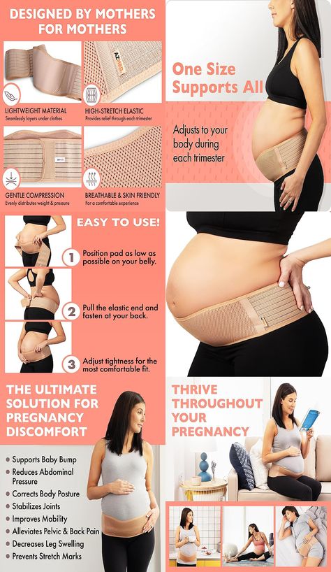 AZMED Maternity Belly Band for Pregnant Women | Pregnancy Must Haves Belly Support Band for Abdomen, Pelvic, Waist, Back Pain | Adjustable Maternity Belt | All Stages of #bellyband, #bellywrap, #maternitysupport, #postpartumbody, #maternitybelt, #postpartumjourney, #postpartumcare, #postpartumrecovery, #maternitylife, #pregnancyjourney Belly Bands For Pregnancy, Maternity Belly Band, Belly Support Band, Postpartum Belly Band, Belly Support Pregnancy, Pregnant Mom Gifts, Stages Of Pregnancy, Pregnancy Belly Band, Maternity Belt