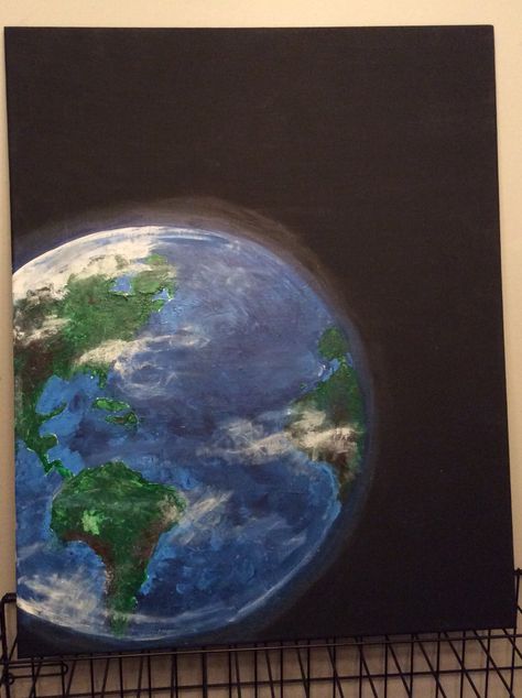 10/25/16 Acrylic painting Earth Globe Painting On Canvas, Painting Of Earth, Earth Painting, Painting Earth, Tata Surya, Planets Images, Galaxy Artwork, Planet Painting, Canvas Art Painting Acrylic