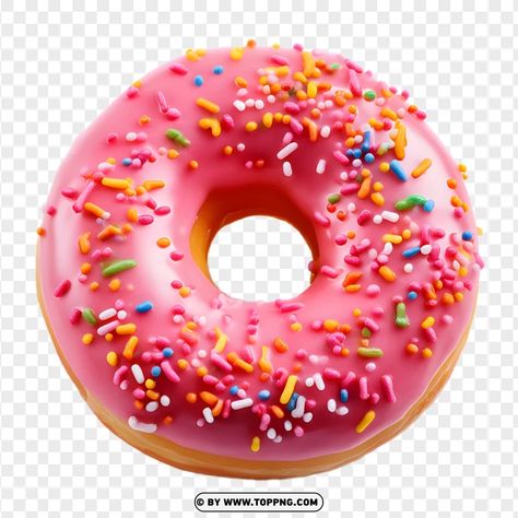 Donuts Png, Pink Frosted Donut, Donut Png, Pink Donut, Pink Donuts, Rainbow Sprinkles, No Background, Free Png, Png Image