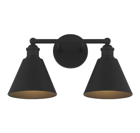 2-Light Bathroom Vanity Light in Matte Black Park Lighting, Industrial Bathroom Vanity, Black Vanity Bathroom, Matte Black Bathroom, Black Vanity Light, Deco Luminaire, Bathroom Vanity Light, Bath Vanity Lighting, Commercial Lighting