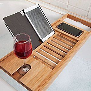 Woodluv Luxury Bath Bridge Tub Caddy Tray Rack Bathroom Shelf, Bamboo: Amazon.co.uk: Kitchen & Home Bathtub Caddy Diy, Tub Caddy, Rustic Bathtubs, Teak Bath, Wood Bathtub, Bath Rack, Tub Tray, Bath Board, Bathtub Caddy