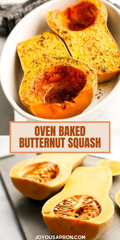 Oven Baked Butternut Squash - easy, healthy and yummy Fall recipe! Whole butternut squash lightly seasoned and baked in the oven. Perfect side dish for dinner or even the Thanksgiving and Christmas holidays. Butternut Squash Whole, Bake Butternut Squash, Butternut Squash Oven, Butter Squash Recipe, Butter Squash, Squash In Oven, Mashed Squash, Mashed Butternut Squash, Baked Butternut Squash