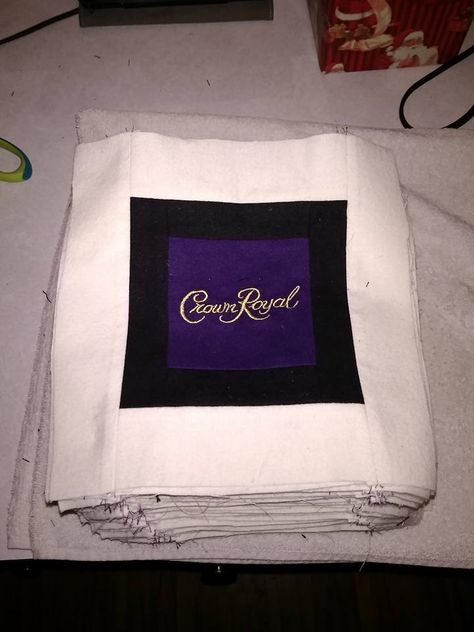 Royal Crown Bags Quilts, How To Make A Quilt Out Of Crown Royal Bags, Crown Royal Bag Quilt Pattern, Diy Crown Royal Bag Blanket, Crown Royal Bag Quilt Ideas, Royal Crown Quilts Pattern, Ideas For Crown Royal Bags, Crown Royal Bags Ideas Projects, Crown Bag Quilt