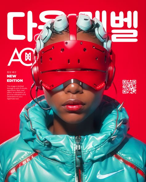 Next Level (Korea)-AI/Tech/Fashion magazine cover concept. Artist Cover Photo, Anime Cover Art, Editorial Magazine Photography, Magazine Streetwear, Fashion Magazine Cover Design, Magazine Covers Design, Cover Magazine Ideas, I-d Cover Magazine, Futuristic Magazine