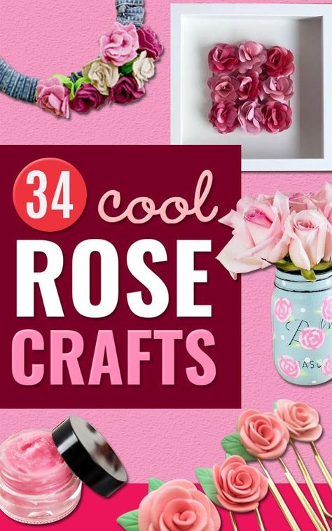 Rose Crafts - Easy Craft Projects With Roses - Paper Flowers, Quilt Patterns, DIY Rose Art for Kids - Dried and Real Roses for Wall Art and Do It Yourself Home Decor - Mothers Day Gift Ideas - Fake Rose Arrangements That Look Amazing - Cute Centerrpieces and Crafty DIY Gifts With A Rose #diyideas #diygifts #roses #rosecrafts #crafts #giftsforher http://diyjoy.com/rose-crafts Faux Rose Arrangement, Fake Roses Decor, Rose Crafts For Kids, Rose Project, Girly Crafts, Flowers Quilt, Floral Projects, Diy Joy, Craft Flowers