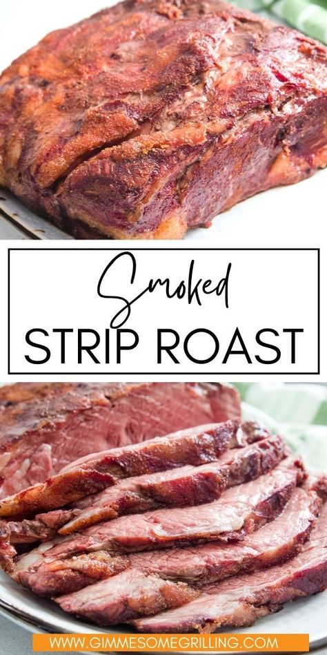 If you are looking for a great roast to put on the table for the holidays, Sunday dinners or just because you need this Smoked New York Strip Roast! It's so easy to smoke with a simple beef rub and hardly any prep. The result is a juicy, tender and delicious piece of meat anyone can make. New York Roast Recipe, New York Roast, Strip Roast Recipe, Strip Roast, New York Strip Roast, Beef Rub, Easy Spring Recipes, New York Strip, Sunday Dinners