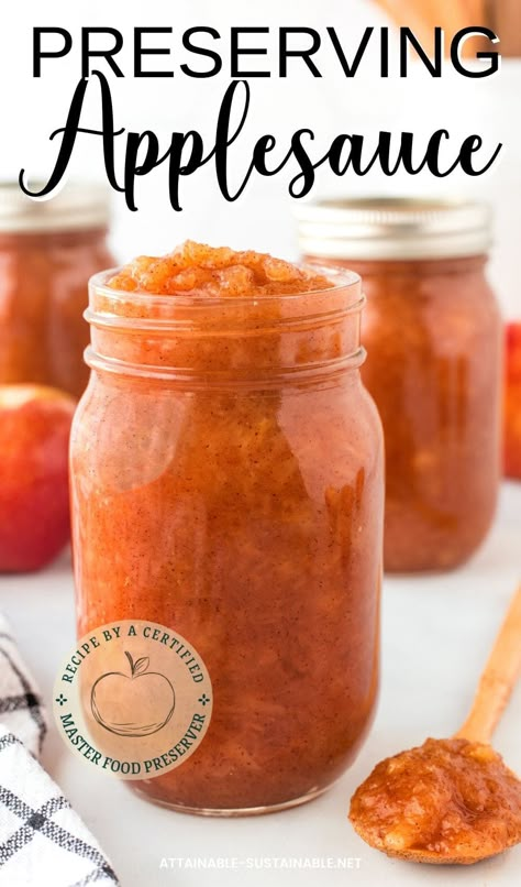 Apple Canning, Preserving Produce, Applesauce Recipes Canning, Homegrown Recipes, Steam Canning, Applesauce Recipes, Homemade Applesauce Recipe, Freezing Recipes, Canning Applesauce