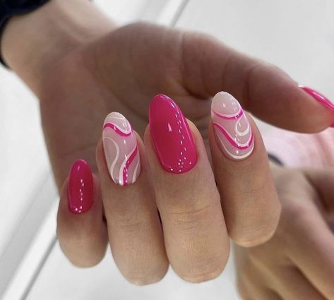 Spring Prom Nails, Fucsia Nails Design, Barbie Core Nails, Unghie Sfumate, Minimal Nails, Oval Nails, Manicure E Pedicure, Minimalist Nails, Short Acrylic Nails