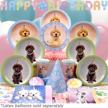 puppy party - great idea to use a combo of plate designs! Dog Party Favors, Dog Themed Birthday Party, Dog Themed Parties, Puppy Birthday Parties, Cat Birthday Party, Dog Birthday Party, Puppy Birthday, 9th Birthday Parties, Dog Party