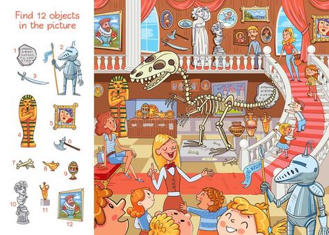 Hidden Picture Games, Find The Hidden Objects, Hidden Picture Puzzles, Book Illustration Layout, Picture Puzzle, Funny Cartoon Characters, Nature Museum, Hidden Pictures, Picture Puzzles