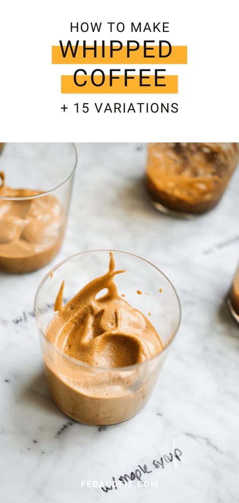 Wondering how to make the best whipped coffee at home? We've tested over 50 variations and methods and we're sharing our favorites in this guide! Coffee Coconut, Fed And Fit, Fit Recipes, Whipped Coffee, Coffee At Home, Coffee Drink Recipes, Coffee Recipe, Matcha Powder, Coffee Type