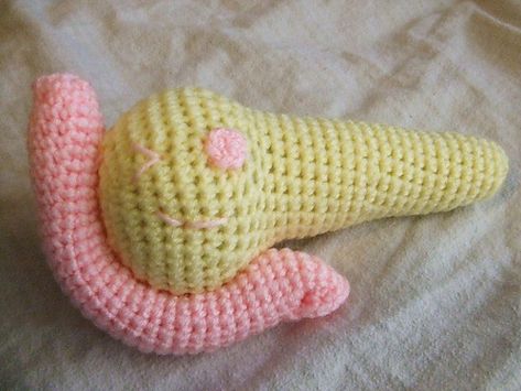 Ravelry: Winking Pancreas pattern by Joy Koestner Crochet Medical, Free Amigurumi Crochet Patterns, Free Amigurumi Patterns, Crochet Girls, Yarn Projects, Diy Knitting, Animal Dolls, Amigurumi Free Pattern, Crochet For Kids