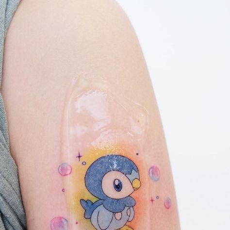 Piplup Tattoo, Hello Tattoo, Pixel Tattoo, Pokemon Tattoo, Friendship Tattoos, Anime Tattoos, Matching Tattoos, Tattoo Inspo, Simple Tattoos