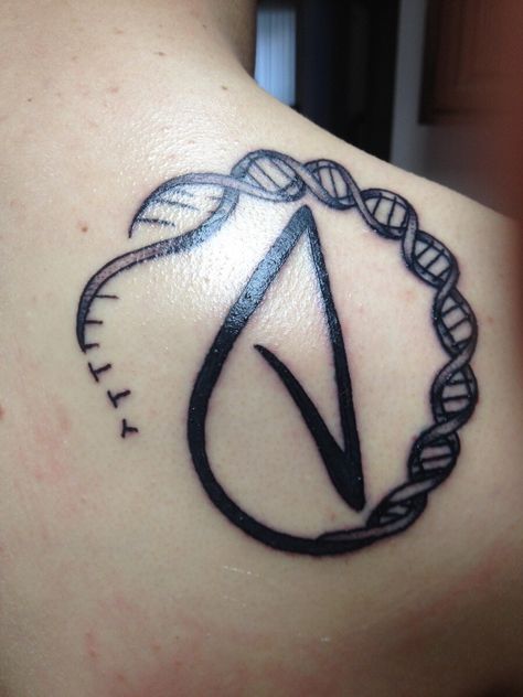 Atheist "A" with DNA circle Atheist Tattoo, Atom Tattoo, Tattoo Ideas For Guys, Evolution Tattoo, Dna Tattoo, Molecule Tattoo, Tree Of Life Tattoo, Tattoo Designs And Meanings, Great Tattoos