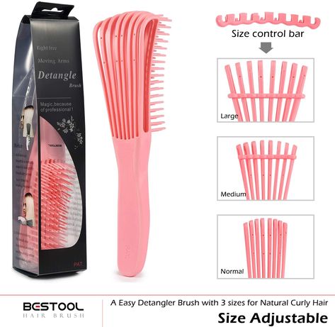 BESTOOL Detangling Brush for Black Natural Hair, Detangler Brush for Natural Black Hair Curly Hair Afro 3/4abc Texture, Faster and Easier Detangle Wet or Dry Hair with No Pain (Pink): Amazon.co.uk: Beauty Natural Hair Detangler, Black Hair Curly, Best Detangling Brush, Curly Hair Afro, Black Natural Hair, Curly Hair Brush, Amazing Grass, Massage Hair, Detangling Hair Brush