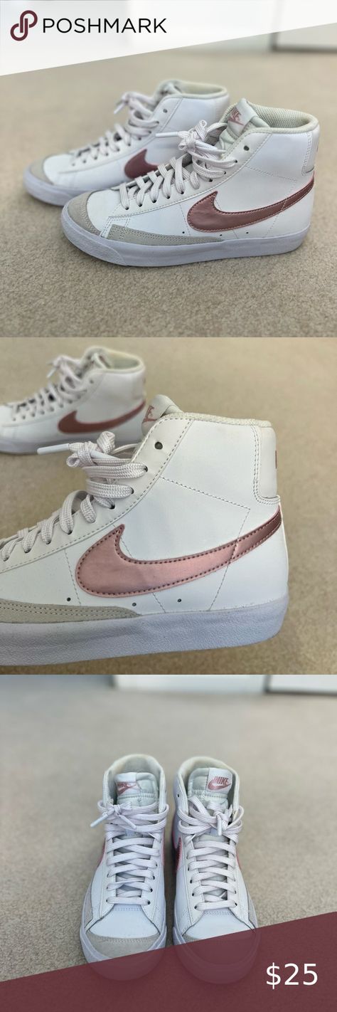 Rose gold Nike Blazers Rose Gold Nikes, Gold Nike, Gold Blazer, Nike Blazers, Nike Blazer, Nike Shoes, Rose Gold, Size 6, Blazer