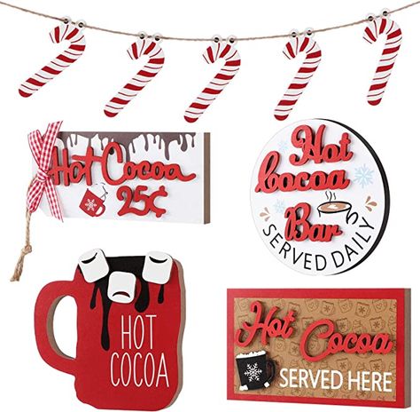 AmazonSmile: 5 Pieces Christmas Wooden Signs Hot Coco Tiered Tray Decoration Hot Cocoa Decor Warm Winter Tabletop Wooden Block Sign Christmas Tiered Tray Decor Candy Canes Decor Holiday Table Centerpieces : Home & Kitchen Hot Cocoa Decor, Christmas Tiered Tray Decor, Wood Banner, Canes Decor, Holiday Table Centerpieces, Tray Decor Christmas, Tray Decoration, Christmas Tiered Tray, Christmas Wooden Signs