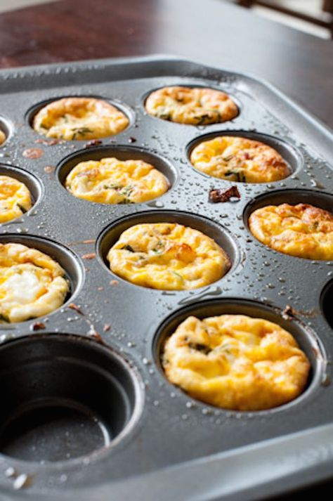 These quick, easy miniature quiches the perfect breakfast to grab and go. Make them Sunday and freeze to eat on your way out the door throughout the week. Favorite Breakfast Recipes, Monkey Bread, Brunch Menu, Perfect Breakfast, Christmas Treats, Home Cooking, The Door, Quick Easy, Cheddar