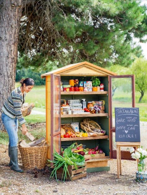 Free Food Pantry, Community Pantry, Food Pantry Ideas, Little Free Pantry, Resene Colours, Street Library, Free Pantry, Open Pantry, Eagle Project