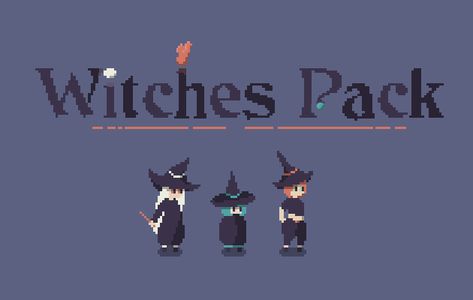 Witch Pixel Art, Pixel Witch, 3 Witches, Witch School, Witch Characters, Basic Japanese Words, Pixel Characters, Pixel Animation, 2d Game Art