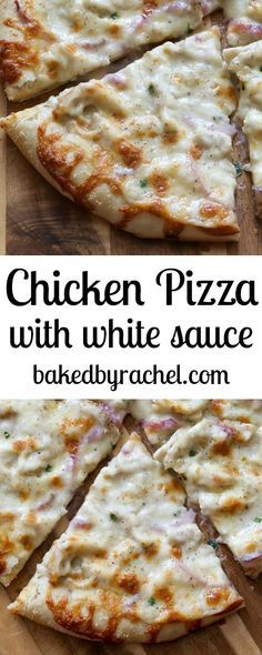 Pizza With White Sauce, Garlic White Sauce, White Sauce Recipe, White Sauce Recipes, Pizza Cake, Cheese Chicken, Pizza Recipes Homemade, Three Cheese, Chicken Pizza