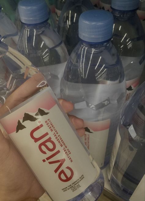 Evian Water Bottle Aesthetic, Hydration Motivation, Evian Water Bottle, Evian Water, This Must Be My Dream, Old Tumblr, Teen Idle, Aesthetic Drinks, Tie Dye Girl