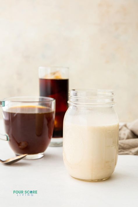 Almond Milk Creamer Recipe Almond Milk Creamer Recipes, Keto Coffee Creamer Recipe, Almond Milk Coffee Creamer, Coconut Milk Creamer, Almond Milk Creamer, Almond Flour Blueberry Muffins, Almond Creamer, Strawberry Sheet Cakes, Keto Coffee Creamer