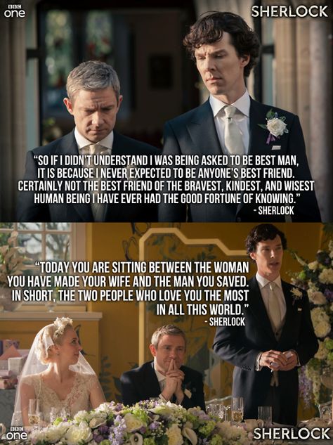 Sherlock's best man speech made me all teary-eyed. They're writing their friendship beautifully this series. John Lock, Find Your Passion, Benedict And Martin, Mrs Hudson, Best Man Speech, Sherlock Holmes Bbc, Sherlock 3, Sherlock Fandom, Sherlock John