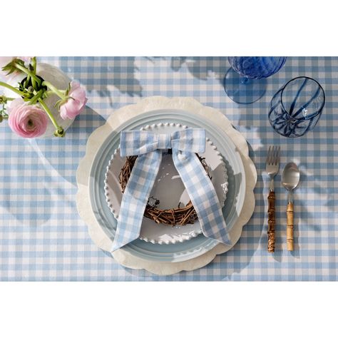 Enhance your spring decor and celebrate the season's change with our exclusive set of two Cailíní Coastal Gingham Bows. These versatile bows are perfect for a variety of uses — from turning napkins into stylish accents to adding a cute touch to wreaths, chair backs, and beyond. They're the ideal way to add a fun and pe Gingham Table Setting, Gingham Wedding, Gingham Decorations, Buffalo Check Tablecloth, Gingham Tablecloth, Country Bridal Shower, Blue Tablecloth, Easter Tablescapes, Baby Shower Brunch