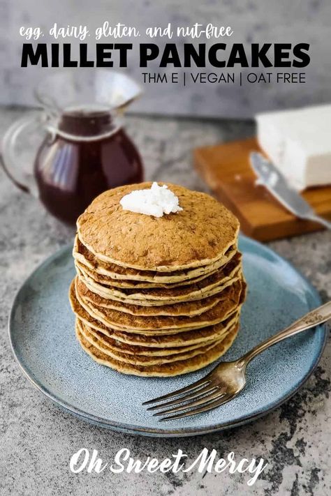 Thm E Breakfast, Millet Pancakes, Egg Free Pancakes, Whole Grain Pancakes, Thm E, Vegan Gluten Free Breakfast, Vegan Pancake Recipes, Upma Recipe, Better Breakfast