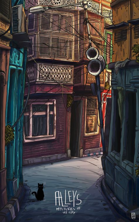 ArtStation - Alleys, Arindam Dhar Alley Illustration, Animal Outline, Books Illustration, Picture Books Illustration, Shop Illustration, Children Book, In The Shadows, Picture Books, Design Concepts