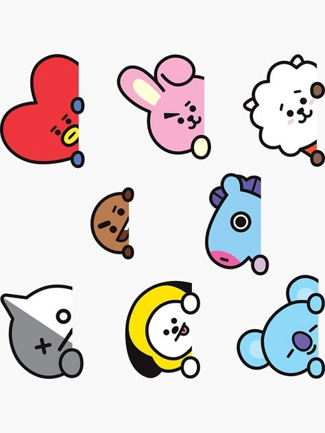 Bts Stickers, Pop Stickers, Bts Bt21, Bts Drawings, Bts Fans, Bts Chibi, Bts Book, الرسومات اللطيفة, 귀여운 동물