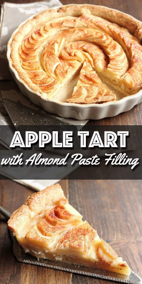 Almond Apple Pie, Apple Tart With Almond Paste Filling, Apple Pie Tart Recipe, Apple Almond Tart Recipe, Apple Almond Tart, Recipes With Almond Paste, Almond Paste Desserts, Fall Tart Recipes, Almond Pie Recipe