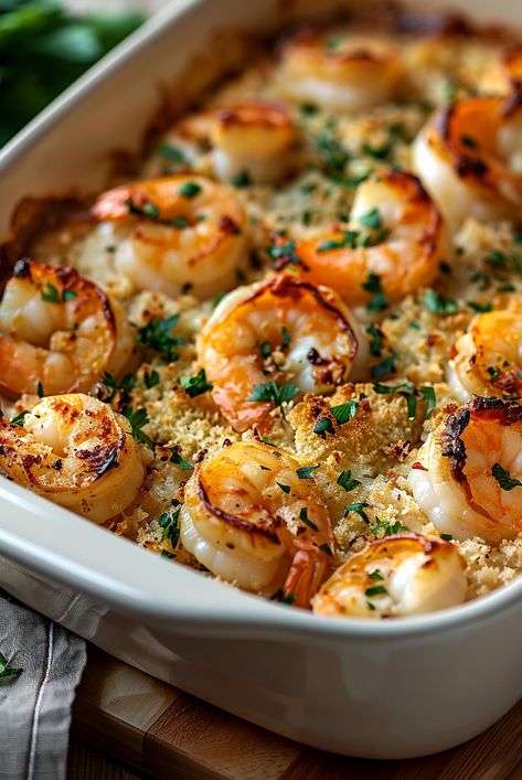 Savor the flavors of our Baked Stuffed Shrimp Casserole, featuring succulent shrimp topped with a flavorful breadcrumb crust. This dish is simple to prepare and ideal for any gathering. Give it a try today! Stuffed Shrimp Casserole, Smoked Seafood, Shrimp Casserole Recipes, Baked Stuffed Shrimp, Shrimp Casserole, Stuffed Shrimp, Breadcrumb Topping, Seafood Dish Recipes, Shrimp Recipes For Dinner