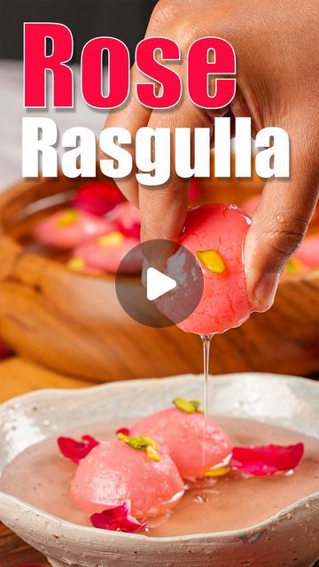 Tarla Dalal Recipes on Instagram: "rose rasgulla recipe | gulab rasgulla | spongy pink rasgulla |  Preparation Time: 5 mins  Cooking Time: 20 mins  Total Time: 25 mins  Makes 12 rasgullas.  Ingredients  For Rose Rasgulla 4 cups cow's milk 2 tbsp vinegar few drops of edible pink colour 1/2 tsp rose essence 2 cups sugar 4 cups water.  #roserasgulla #rasgulla #indiansweets #sweets #reels" Jelly Candy Recipe, Rasgulla Recipe, Indian Sweets, Candy Recipes, International Recipes, Cooking Time, Jelly, Yummy Food, Festival