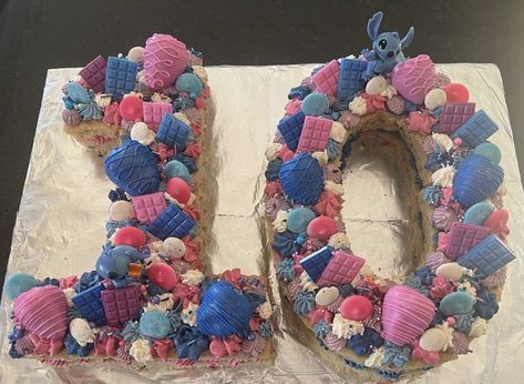 Stitch Number Cake, Cake Stitch, Cake Rose, Stitch Birthday, Number Cake, Rose Bleu, Number Cakes, Bleu Violet, Violet