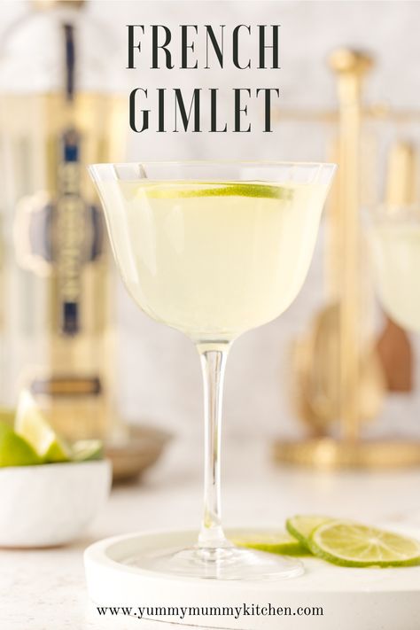 If you're looking for an elegant cocktail recipe, look no further than the French Gimlet. This elevated take on the classic gimlet includes St Germain for a beautiful elderflower gin cocktail. French Gimlet, Gin Gimlet, Gimlet Recipe, Gimlet Cocktail, Light Appetizers, Gin Cocktail Recipes, Gimlet, Gin Cocktail, Yummy Mummy