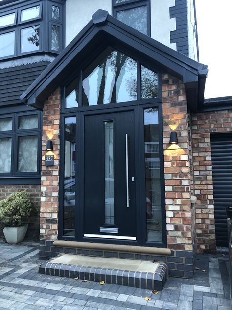 Front Porch Ideas Uk Semi Detached, Uk Porch Ideas, Glass Porch Ideas Entrance, Exterior Entryway Ideas Front Entrances, Front Door Porch Ideas Entrance, Porch Doors Uk, Front Porch Extension Ideas, 1930s House Exterior Uk, Front Porch Extension