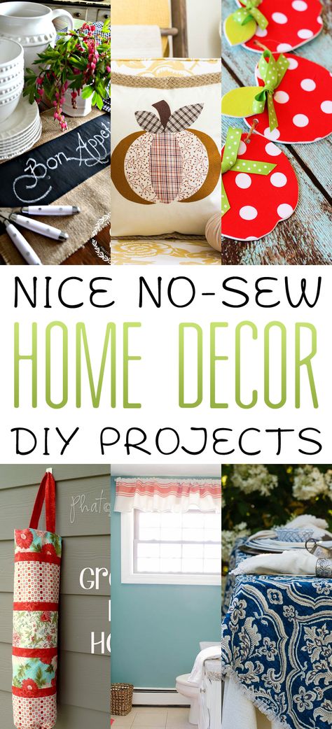 Nice No-Sew Home Decor DIY Projects - The Cottage Market No Sew Fabric Crafts, No Sew Ideas, Sew Ideas, Cottage Crafts, Cottage Market, Sewing Projects For Kids, Diy Curtains, Home Decor Diy, No Sew