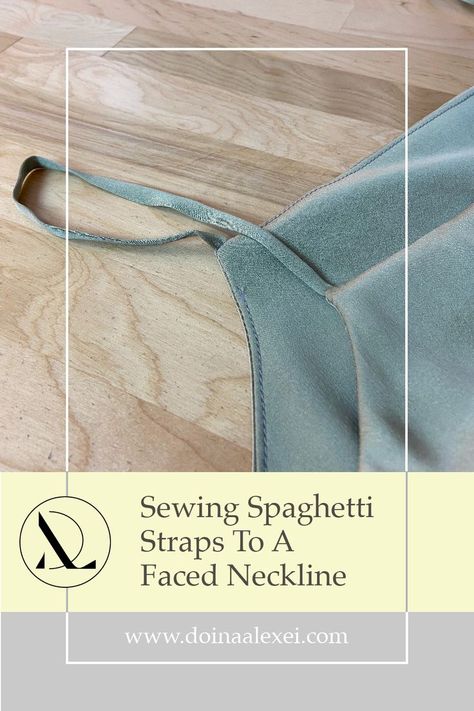 Sew Spaghetti Straps, Jersey Fabric Sewing Ideas, How To Sew Spaghetti Straps, How To Sew Straps, Spaghetti Strap Dress Pattern, Strap Dress Pattern, Spagetti Strap, Homemade Shirts, Blouse Necklines